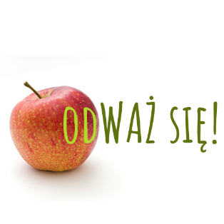 Jabłko z napisem Odważ się - logo projektu